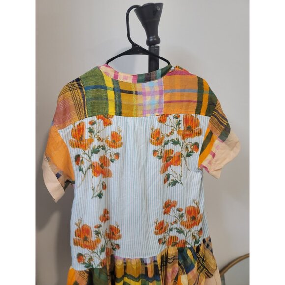 Free People Agnes Print Tiered Ruffle Minidress Patchwork Combo Pattern Size S - Picture 5 of 6
